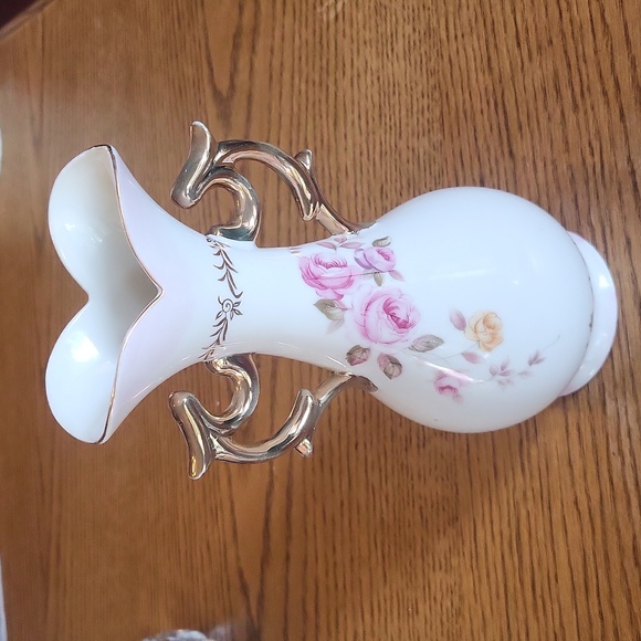 Lefton Ceramic China Rose Hand Painted Two Handled Vase Japan SL6335 - Picture 4 of 6